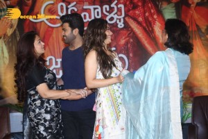 Press Meet of Telugu Movie Aadavallu Meeku Joharlu attended by actors Sharwanand and Rashmika