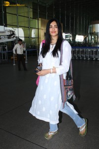 actress adah sharma in a white kurti at mumbai airport