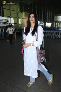 actress adah sharma in a white kurti at mumbai airport