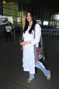 actress adah sharma in a white kurti at mumbai airport