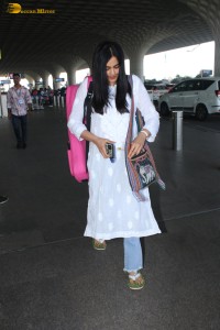 actress adah sharma in a white kurti at mumbai airport