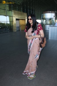 actress Adah Sharma beautiful in a saree spotted at mumbai airport