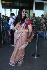 actress Adah Sharma beautiful in a saree spotted at mumbai airport