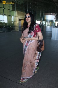 actress Adah Sharma beautiful in a saree spotted at mumbai airport