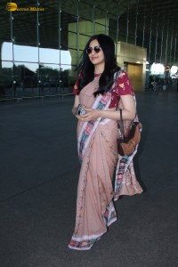 actress Adah Sharma beautiful in a saree spotted at mumbai airport