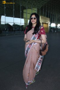 actress Adah Sharma beautiful in a saree spotted at mumbai airport