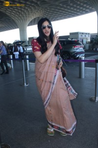 actress Adah Sharma beautiful in a saree spotted at mumbai airport