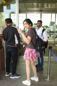 actress adah sharma chic looks in a brown top and a pink skirt at airport