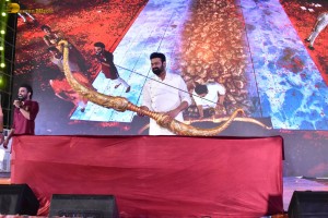 Adipurush Pre-Release Function attended by Prabhas, Kriti Sanon, Bhushan Kumar, YV Subba Reddy, IPS Ramesh Reddy, and others.