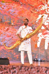 Adipurush Pre-Release Function attended by Prabhas, Kriti Sanon, Bhushan Kumar, YV Subba Reddy, IPS Ramesh Reddy, and others.