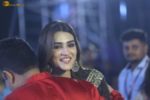 Adipurush Pre-Release Function attended by Prabhas, Kriti Sanon, Bhushan Kumar, YV Subba Reddy, IPS Ramesh Reddy, and others.