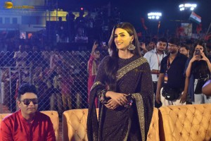 Adipurush Pre-Release Function attended by Prabhas, Kriti Sanon, Bhushan Kumar, YV Subba Reddy, IPS Ramesh Reddy, and others.