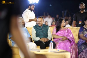 Adipurush Pre-Release Function attended by Prabhas, Kriti Sanon, Bhushan Kumar, YV Subba Reddy, IPS Ramesh Reddy, and others.