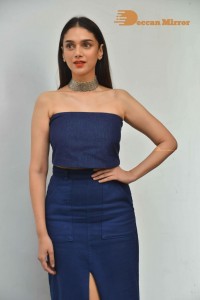 Aditi Rao Hydari in a blue off shoulder dress