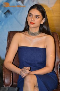 Aditi Rao Hydari in a blue off shoulder dress
