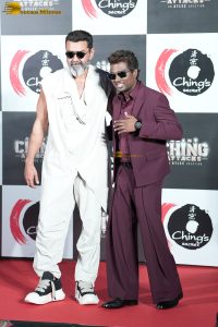 Agent Ching Attacks Ad Launch attended by Ranveer Singh, Sreeleela and Bobby Deol