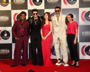 Agent Ching Attacks Ad Launch attended by Ranveer Singh, Sreeleela and Bobby Deol