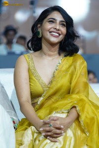 actress aishwarya lekshmi gorgeous looks in a green lehenga choli at a movie function