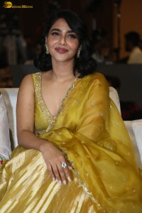 actress aishwarya lekshmi gorgeous looks in a green lehenga choli at a movie function