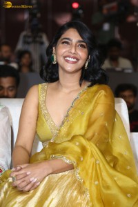actress aishwarya lekshmi gorgeous looks in a green lehenga choli at a movie function