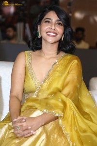 actress aishwarya lekshmi gorgeous looks in a green lehenga choli at a movie function