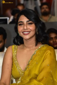 actress aishwarya lekshmi gorgeous looks in a green lehenga choli at a movie function