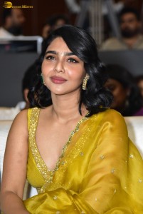 actress aishwarya lekshmi gorgeous looks in a green lehenga choli at a movie function