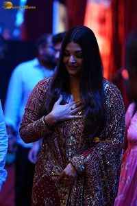 bollywood star Aishwarya Rai in a red salwar dress at ponniyin selvan event