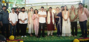 Akhanda Thaandavam Launch attended by Nandamuri Balakrishna, his daughters Brahmani and Tejaswini, and Director Boyapati Srinu