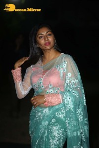 Actress Akshatha Srinivas Photoshoot in a transparent green saree