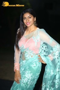 Actress Akshatha Srinivas Photoshoot in a transparent green saree