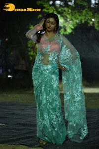 Actress Akshatha Srinivas Photoshoot in a transparent green saree