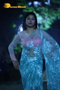 Actress Akshatha Srinivas Photoshoot in a transparent green saree