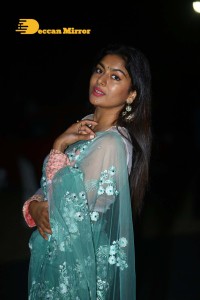 Actress Akshatha Srinivas Photoshoot in a transparent green saree