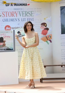 actress Alia Bhatt in a yellow summer gown at a function