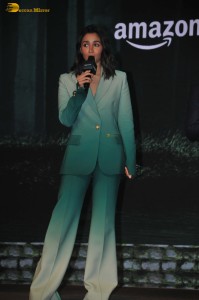 actress Alia Bhatt pretty in a green suit at an event