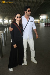 celebrity couple ranbir kapoor and alia bhatt seen at mumbai airport on june 22, 2023