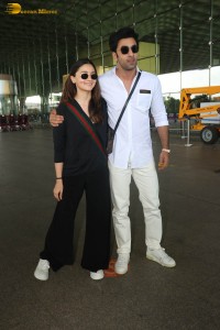 celebrity couple ranbir kapoor and alia bhatt seen at mumbai airport on june 22, 2023