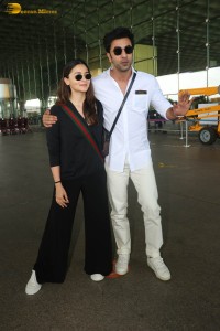 celebrity couple ranbir kapoor and alia bhatt seen at mumbai airport on june 22, 2023