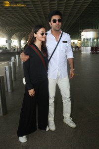 celebrity couple ranbir kapoor and alia bhatt seen at mumbai airport on june 22, 2023