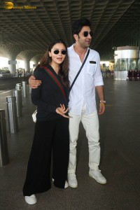 celebrity couple ranbir kapoor and alia bhatt seen at mumbai airport on june 22, 2023