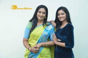 Telugu Movie Allantha Doorana Press Meet attended by Actresses Aamani and Hrithika Srinivas