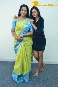 Telugu Movie Allantha Doorana Press Meet attended by Actresses Aamani and Hrithika Srinivas