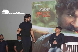 Allu Arjun and Rashmika in Mumbai promoting Pushpa