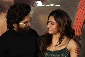 Allu Arjun and Rashmika in Mumbai promoting Pushpa
