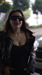 actress Ameesha Patel red-hot sexy looks in a black top