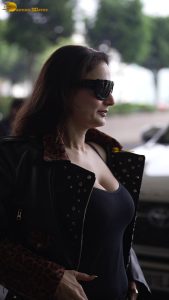 actress Ameesha Patel red-hot sexy looks in a black top