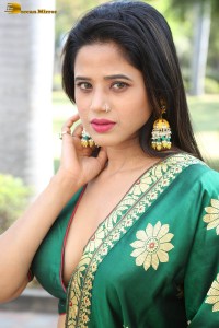 tollywood actress amrita halder in a green saree