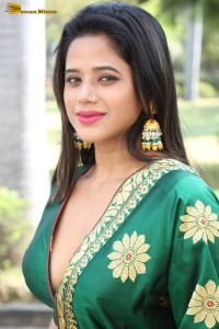 tollywood actress amrita halder in a green saree