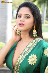 tollywood actress amrita halder in a green saree